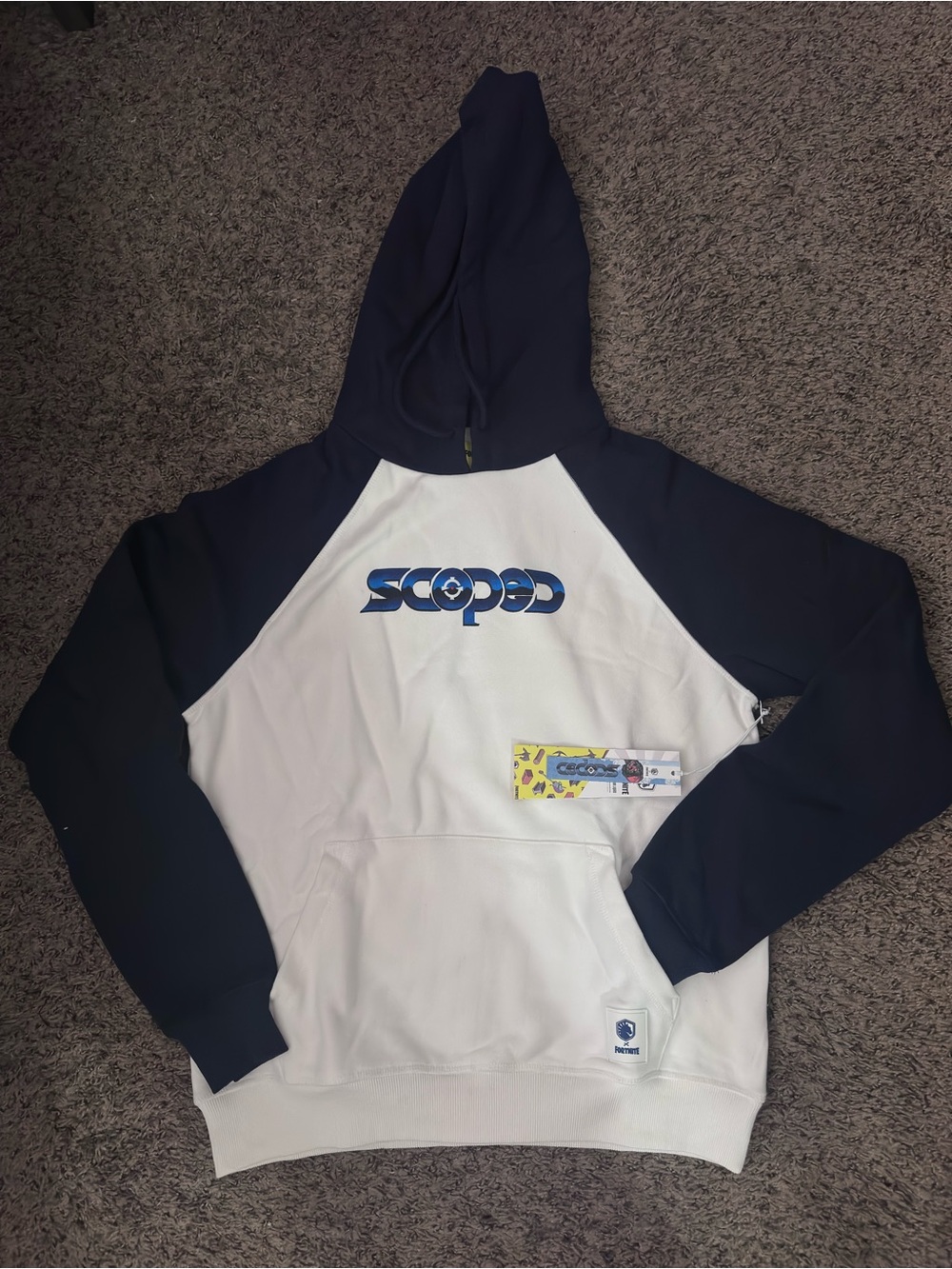 Scoped Two-Tone Navy and White Men’s Hoodie